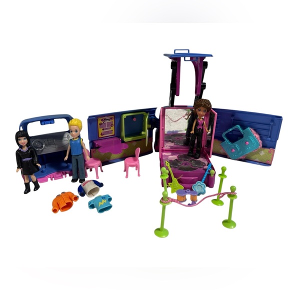 Polly Pocket Rock Band Convertible Tour Bus 18 pieces - Picture 1 of 13